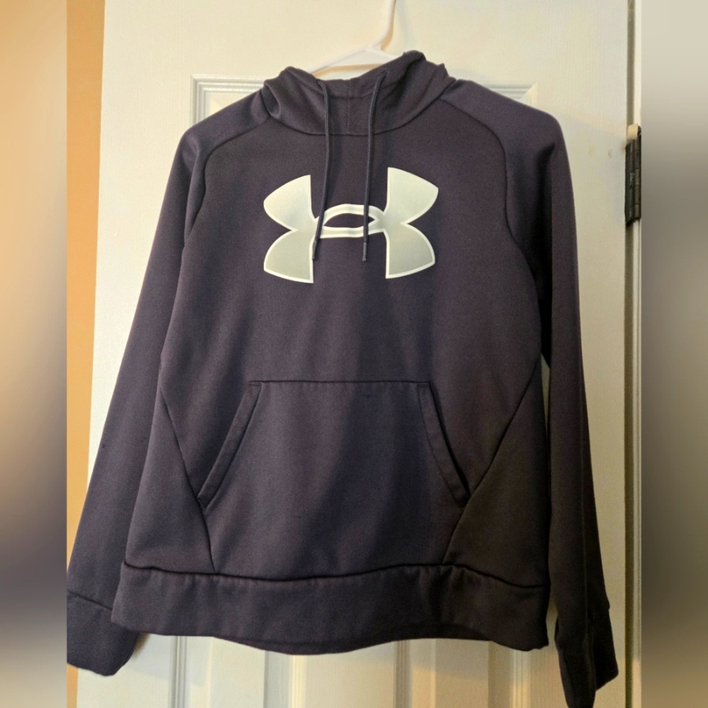 Under Armour Navy Hoodie With Silver Logo (Sz XS)